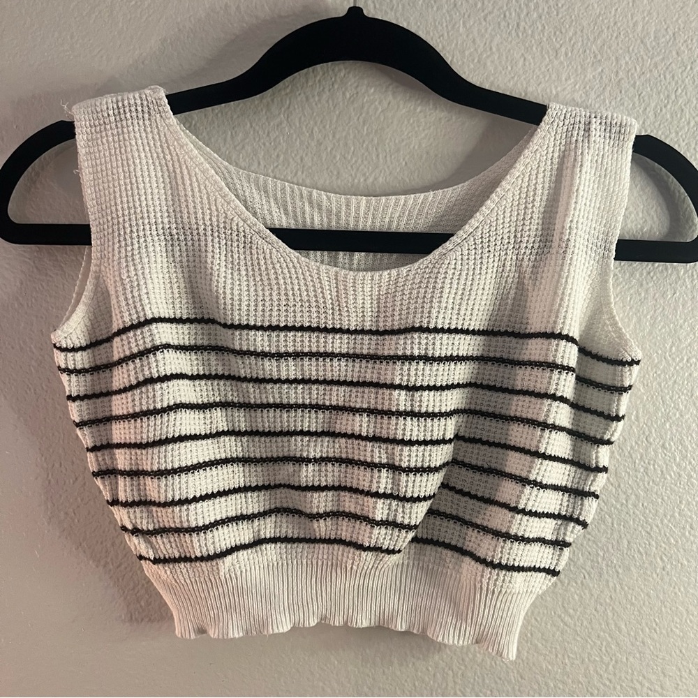 Knit striped crop tank top